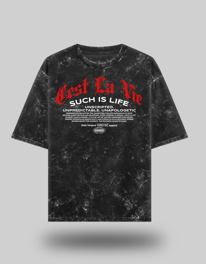 C'est La Vie Acid Wash Oversized T-Shirt | Wakhre